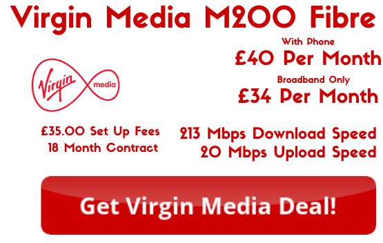 Virgin Media M200 Broadband from £34 per month