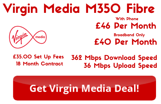 Virgin Media M350 Broadband with download speeds 362 Mbps